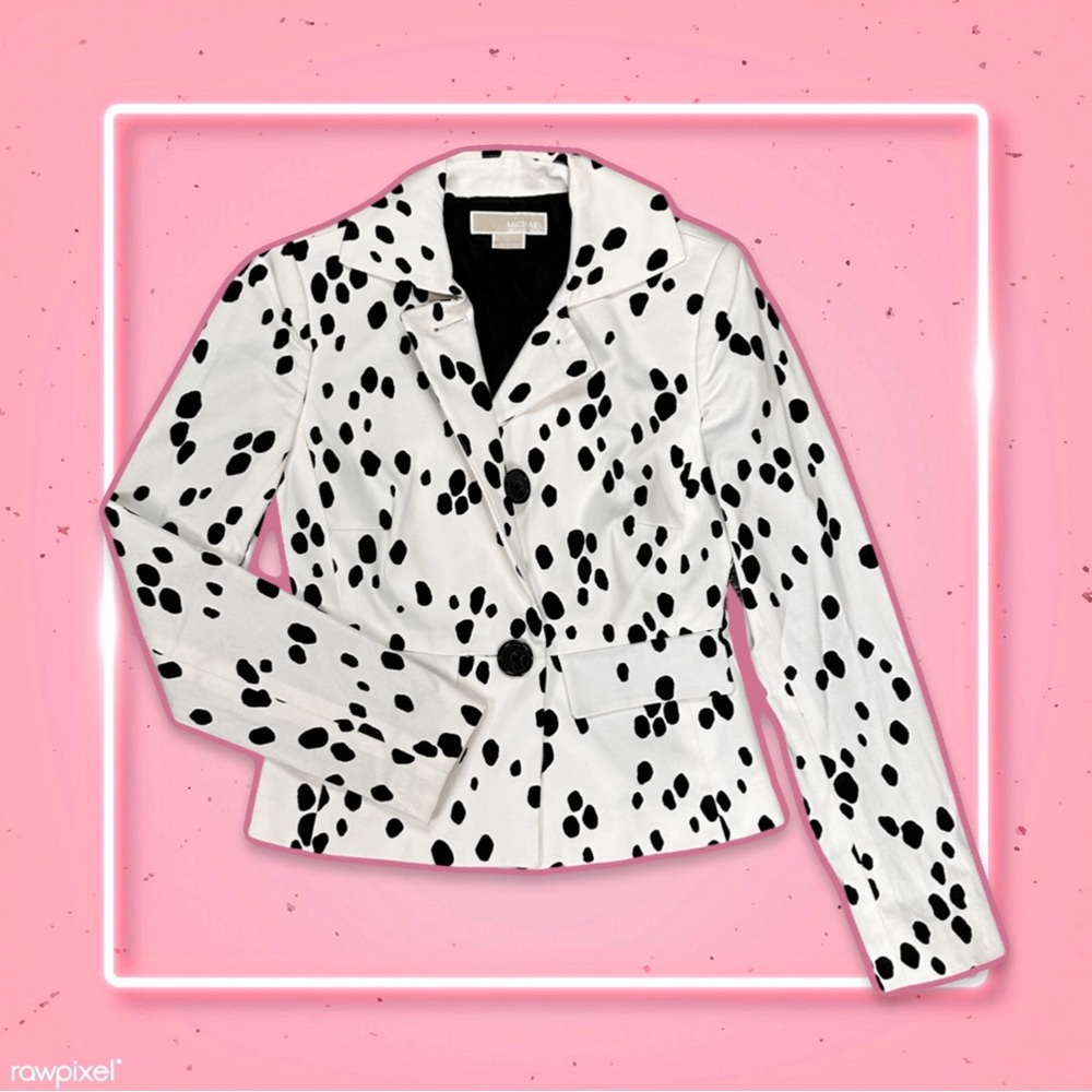 Michael Kors blazer 0 XS extra small cotton dalmation print white black jacket
